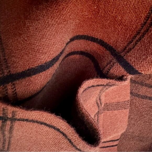 JADE Plaid Orange Brown Long Vest Button Down Vest Hoodie Women's Small /Medium - Picture 4 of 8